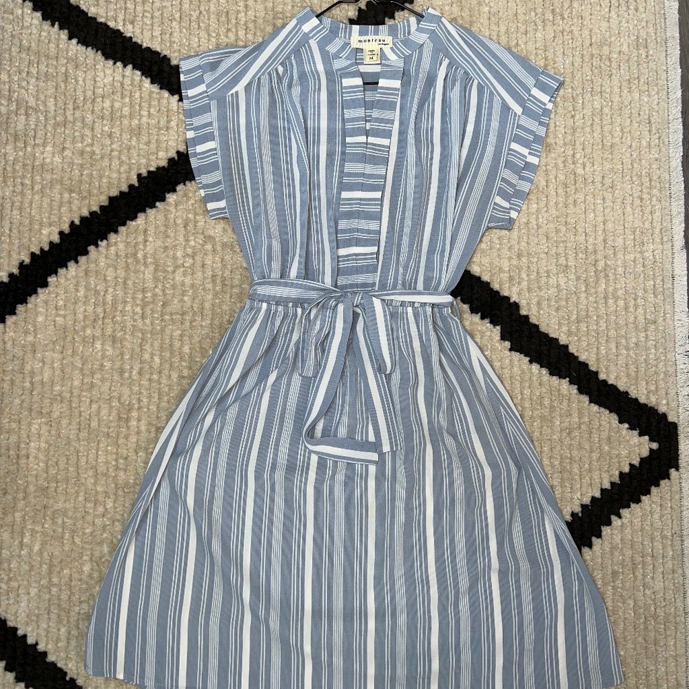 Soft blue and white dress